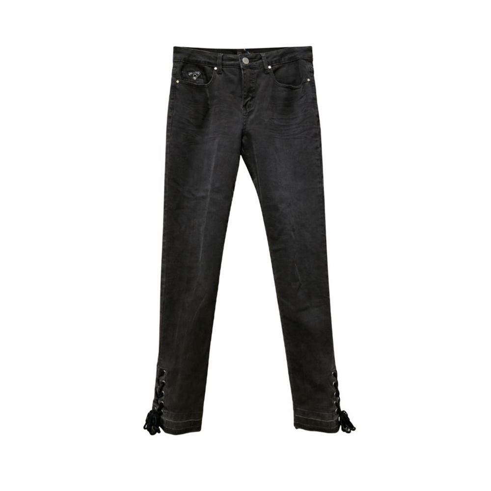 Tru Luxe Black Skinny Jeans Lace-Up Hem High Rise Stretch Size 10